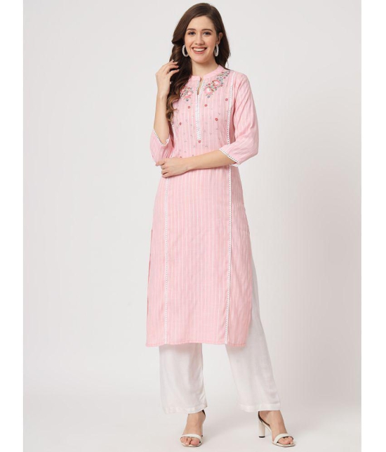 AMIRA'S INDIAN ETHNICWEAR - Pink Viscose Women's Straight Kurti ( Pack of 1 ) - None