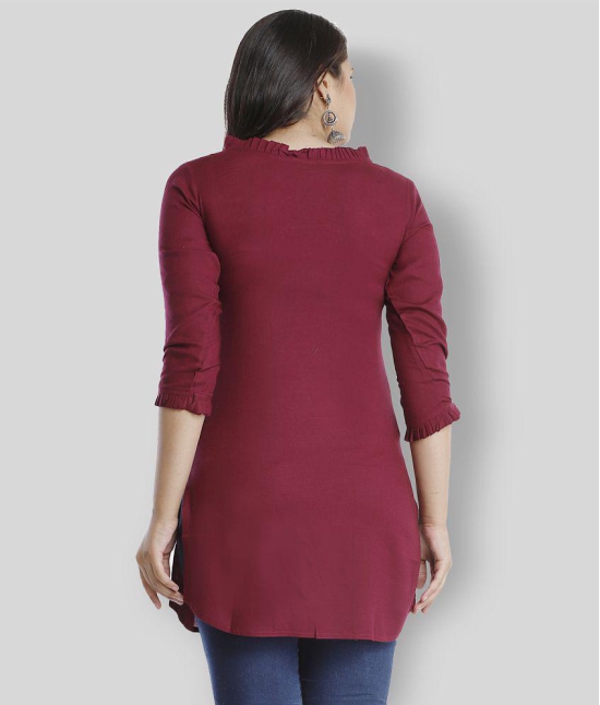 HIGHLIGHT FASHION EXPORT - Maroon Viscose Womens Straight Kurti ( Pack of 1 ) - XXL