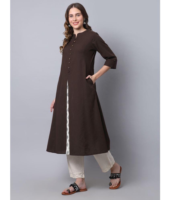 Pistaa - Brown Cotton Womens A-line Kurti ( Pack of 1 ) - None