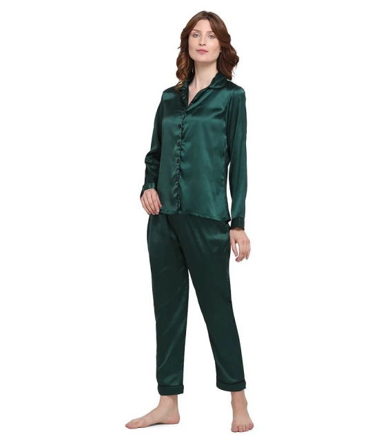 Smarty Pants Satin Nightsuit Sets - Green - L