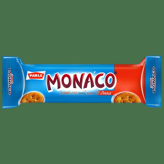 Parle Monaco Biscuit - Zeera, Crispy, Light, Salty Snack, 50 G + 5.1 G Pouch