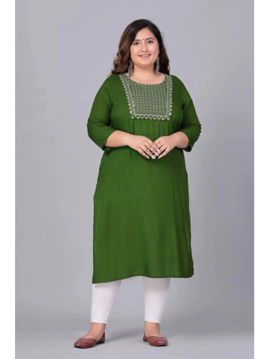 Preksha Rayon Embroidered Straight Womens Kurti - Green ( Pack of 1 ) - None