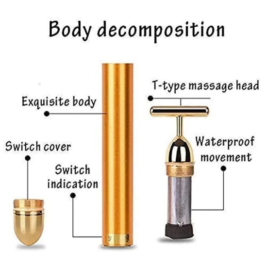 24K Gold Energy Beauty Bar Electric Facial Massage Roller-1