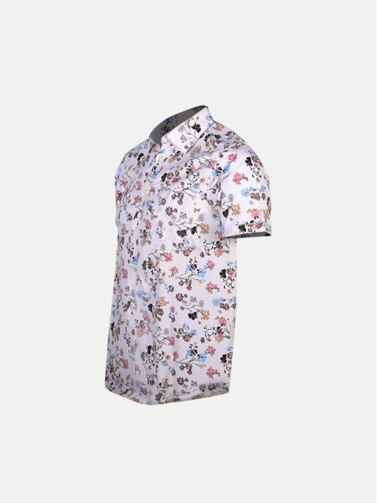 Men Casual White Floral Printed woven shirt