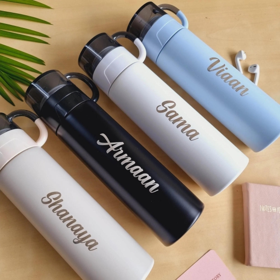 Personalized Insulated Bottle With Cup - COD Not Applicable-White