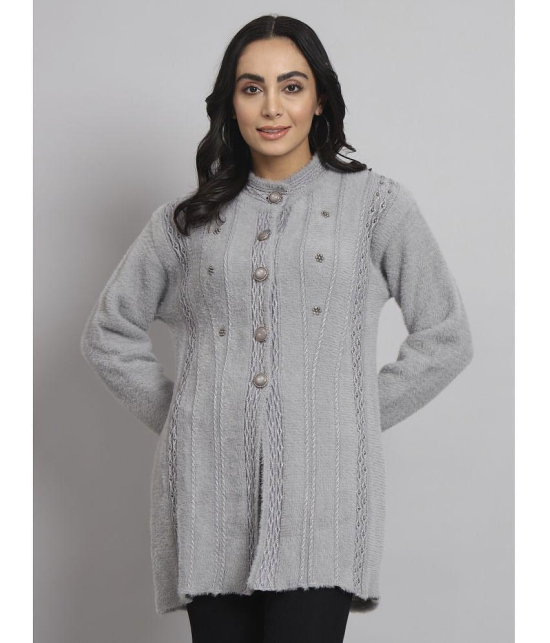 eWools.in Woollen Round Neck Women's Buttoned Cardigans - Grey ( ) - None