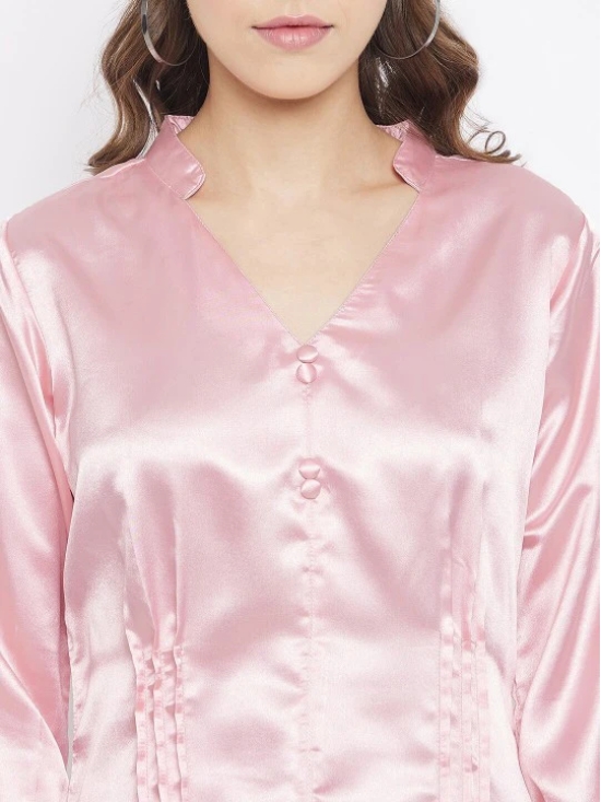 Women Pink Solid Satin Top