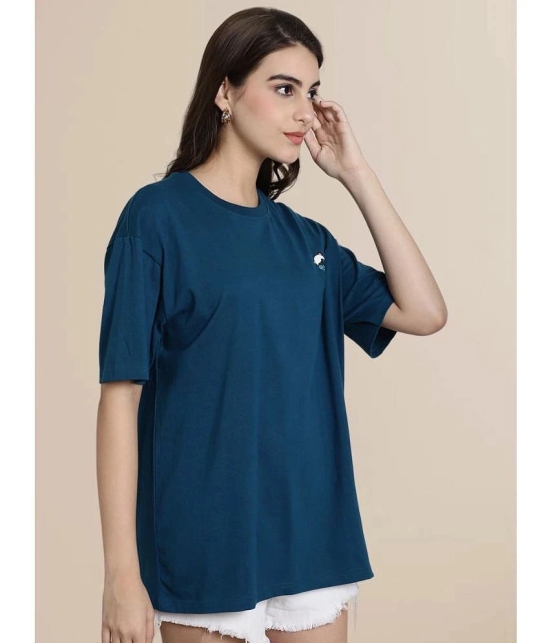 Fabflee Blue Cotton Loose Fit Womens T-Shirt ( Pack of 1 ) - None