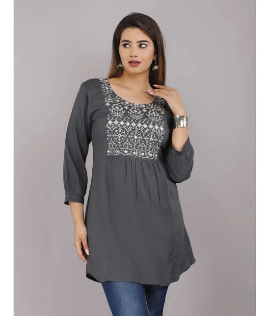 JC4U - Grey Rayon Womens Flared Kurti ( Pack of 1 ) - None