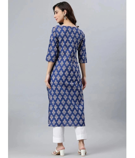 Janasya - Blue Cotton Womens Straight Kurti ( Pack of 1 ) - None