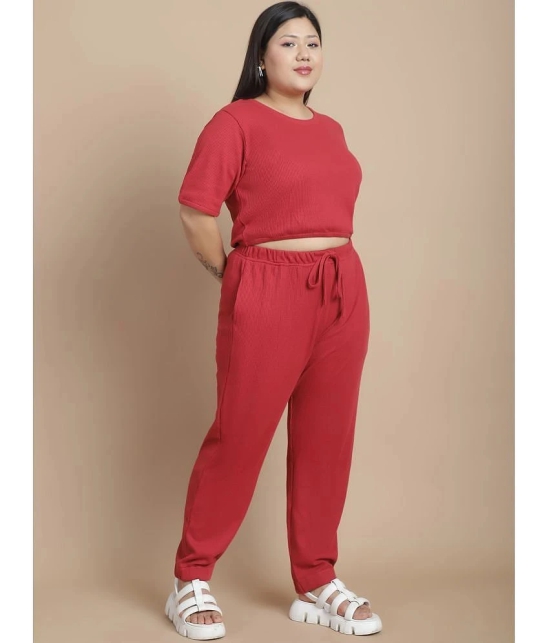 Rigo Maroon Solid Joggers Top Set - None