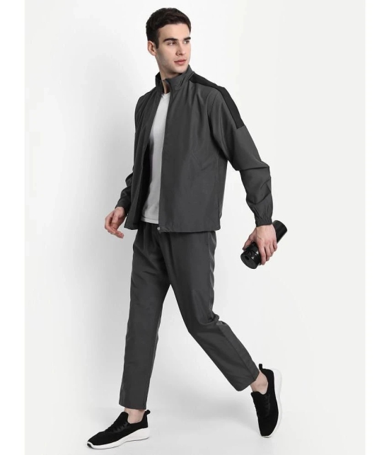 Dida Sportswear Stone Grey Polyester Regular Fit Colorblock Mens Sports Tracksuit ( Pack of 1 ) - None