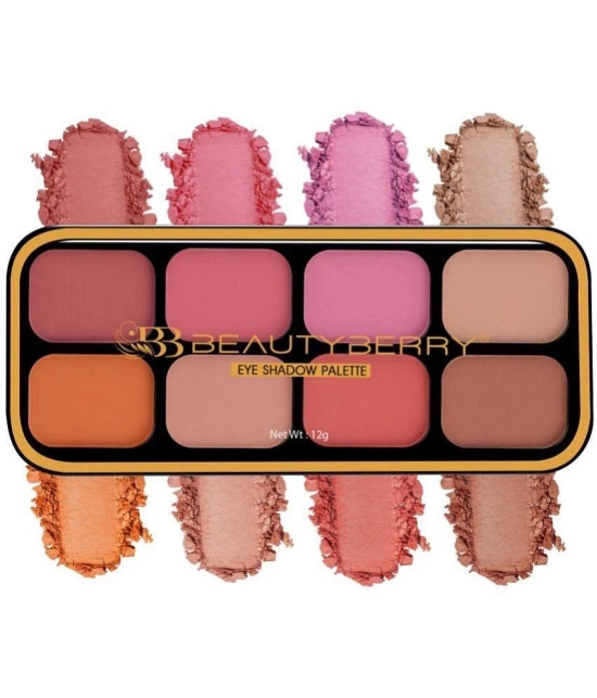 Beauty Berry Matte Eyeshadow & Blusher Palette 8 Highly Pigmented Shades for Eye Makeup (Shade - 02)