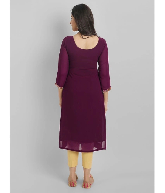 JASH CREATION Georgette Embroidered A-line Womens Kurti - Purple ( Pack of 1 ) - None