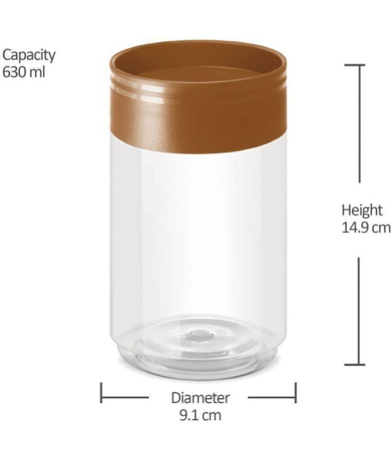 Milton Stack IT 750 Plastic Storage Jar, Set of 2, (630 ml Each), Brown | Air Tight | Storage Jar | Kitchen Organiser | BPA Free | Stackable | Modular | Food Grade | Recyclable - Brown