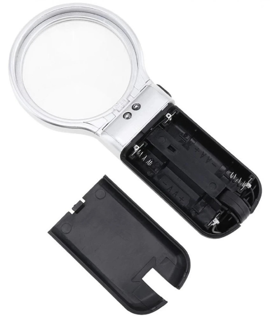 SHB 3X 2.44 Magnifier with 2 Built-in LED Lghts, Adjustable Angle Multifunctional Portable Plastic Optical Magnifying Glass for Reading, Hands Free Magnifying Glass with LED Light Stand