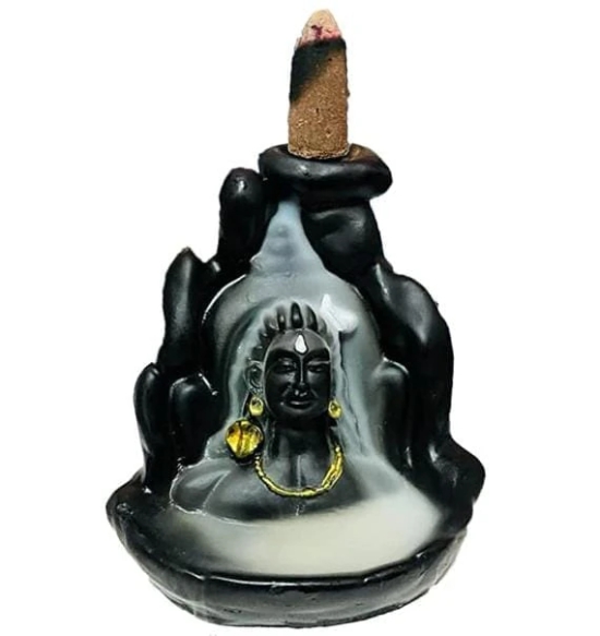 Uttamrobotics Smoke Fountain Lord Shiva Cone Incense Holder Showpiece with 10 Free Smoke Backflow