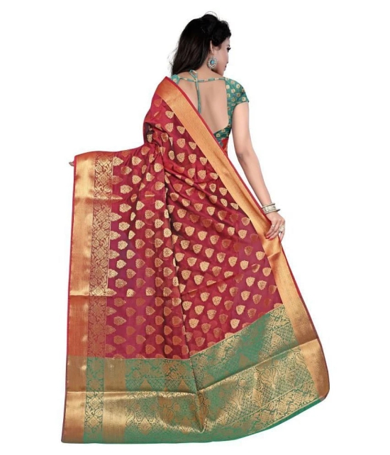 Gazal Fashions - Red Silk Saree With Blouse Piece (Pack of 1)