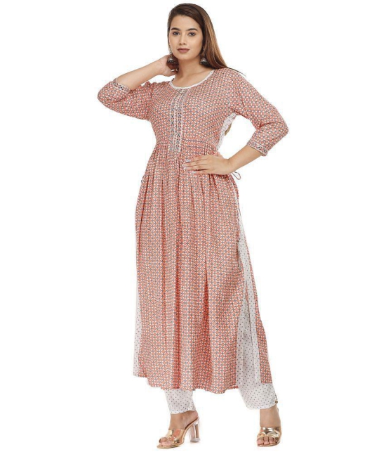 HIGHLIGHT FASHION EXPORT - Peach Straight Rayon Women''s Stitched Salwar Suit ( Pack of 1 ) - None