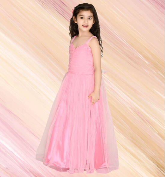 Arshia Fashions Pink Net Girls Gown ( Pack of 1 ) - None