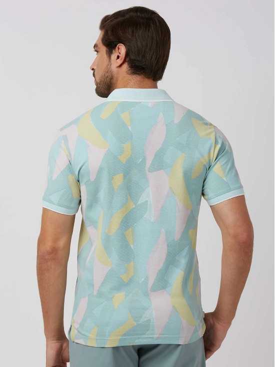 Light Green Abstract Print Slim Fit Polo