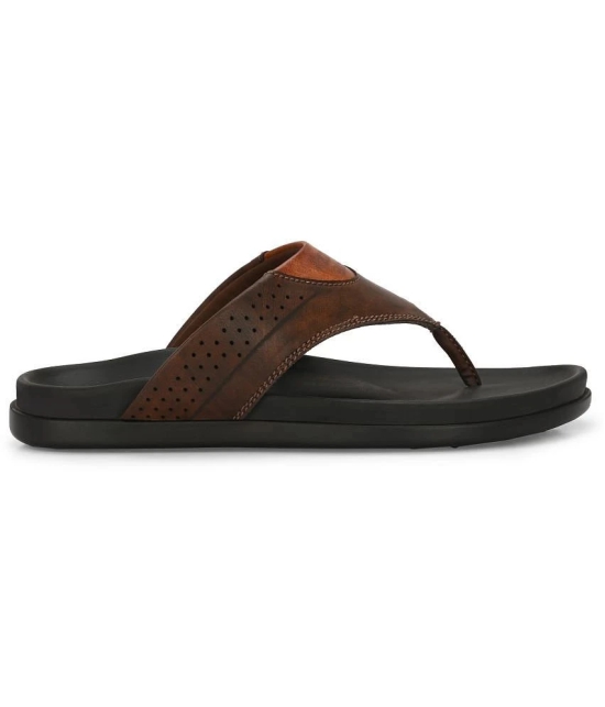 Leeport - Brown Mens Thong Flip Flop - None