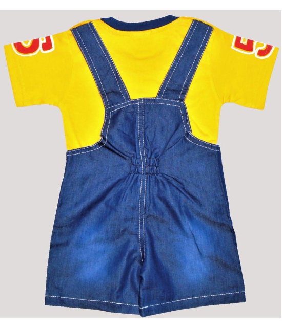 Wise Guys - Yellow & Blue Denim Baby Boy,Baby Girl Dungaree Sets ( Pack of 1 ) - None