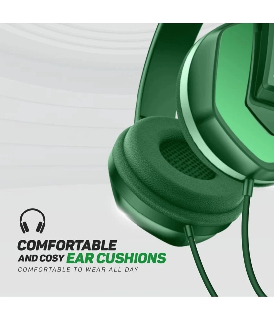 Bell BLHDP130A Type C Wired Headphone Over Ear 24 Hours Playback Passive noise cancellation IPX4(Splash & Sweat Proof) Green