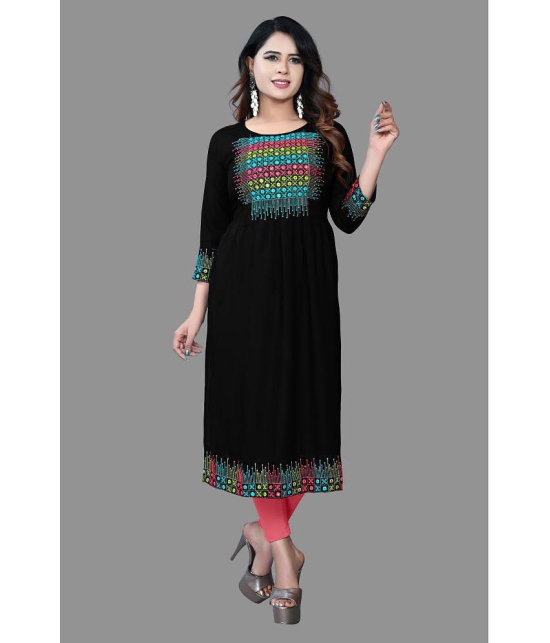 haya fashion - Black Rayon Women's Straight Kurti ( Pack of 1 ) - None