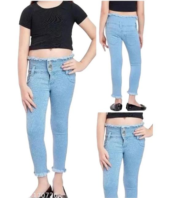 ICONIC ME- Kids Girls Premium Light Blue Denim Jeans - None