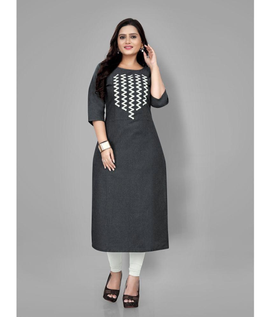 RIAANA - Black Cotton Women''s Straight Kurti ( Pack of 1 ) - None