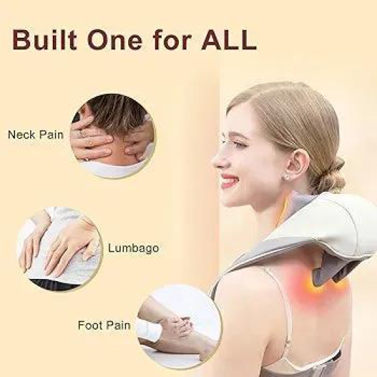 Neck Massager with Heat,Electric Neck Shoulder Massager Cordless Shiatsu Massage Pillow for Pain Relief Deep Tissue, Portable Neck Massager with Heat Therapy,Buckle Basic Model