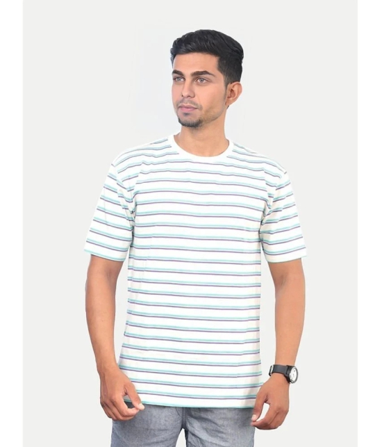 Radprix Cotton Regular Fit Striped Half Sleeves Mens T-Shirt - White ( Pack of 1 ) - None