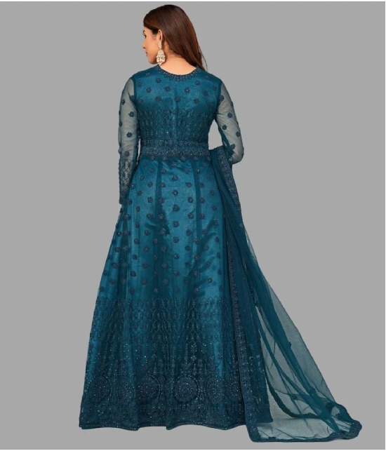 Buy Aika Teal Flared Net Womens Semi Stitched Ethnic Gown Pack Of 1 None Online Khojle by Jagran