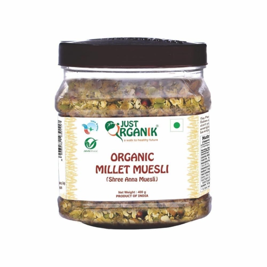 Just Organik Millet Muesli 400g | Healthy Breakfast Option | Certified Organic - Shree Anna Muesli