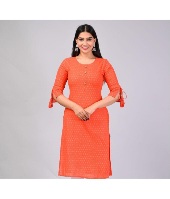 MAUKA Rayon Printed Straight Women's Kurti - Orange ( Pack of 1 ) - None