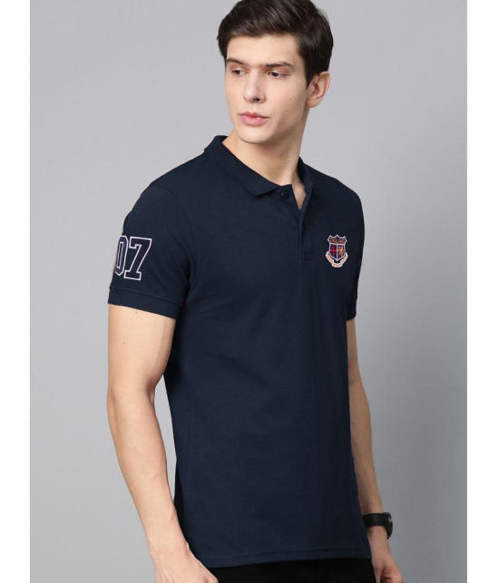 ADORATE - Navy Cotton Blend Regular Fit Men's Polo T Shirt ( Pack of 1 ) - None