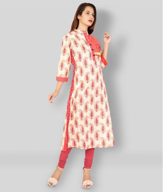 Rangun - Red Cotton Blend Women's Straight Kurti ( Pack of 1 ) - M