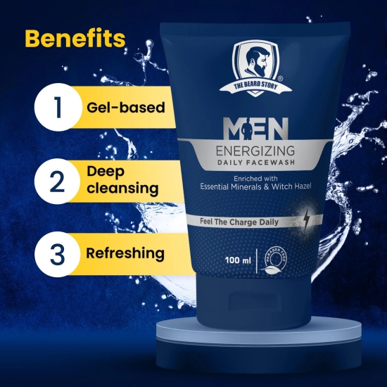 Men Energising Daily Cleansing Face Wash With Witch Hazel, Moisturizing & Hydrating (100 GM)