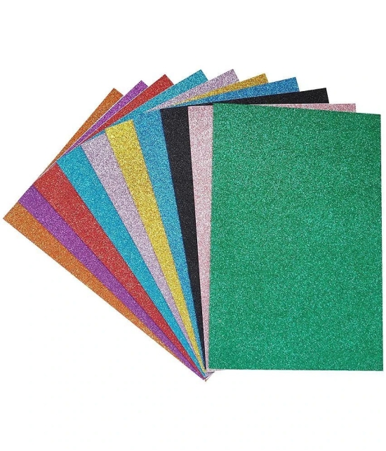 ECLET A4 Glitter Foam Sheet Sparkles 2 mm Thick 10 Different Color, for Art & Craft