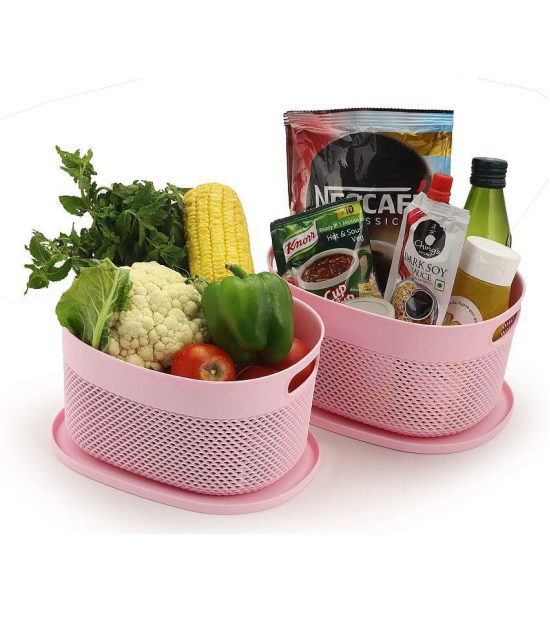 Oliveware - Plastic Pink Utility Container ( Set of 2 ) - Pink