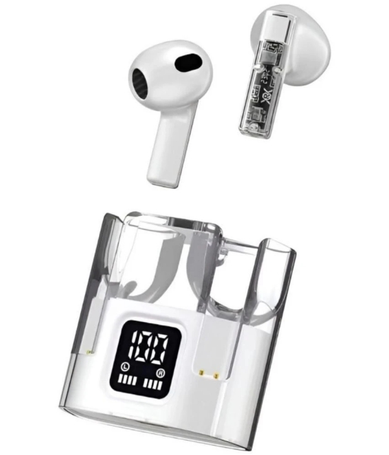 VERONIC Transparent Design Bluetooth True Wireless (TWS) In Ear 25 Hours Playback Powerfull bass,Fast charging IPX4(Splash & Sweat Proof) White