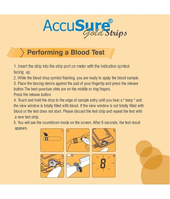 Accusure Gold GS-100 Blood Glucose Test Strips (2x25) 50 Test Strips