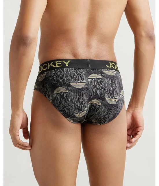 Jockey FP22 Men Super Combed Cotton Elastane Stretch Printed Brief - Black & Empire Yellow - None