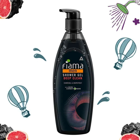 Fiama Men shower gel deep clean with charcoal and grapefruit skin conditioners for refreshed skin bodywash 500ml bottle-Fiama Men shower gel, deep clean with charcoal and grapefruit, skin conditi