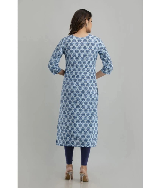 Frionkandy - Blue Cotton Womens A-line Kurti ( Pack of 1 ) - None