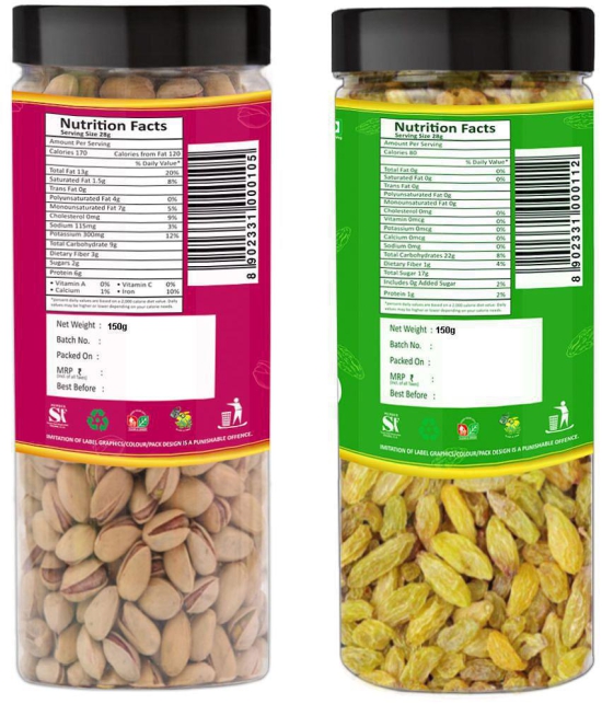 YUM YUM Premium Dry Fruits Combo Pack 300 g (Pistachios 150g & Raisins 150 g)