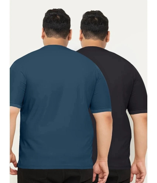 YHA Cotton Blend Regular Fit Solid Half Sleeves Mens T-Shirt - Blue ( Pack of 2 ) - None