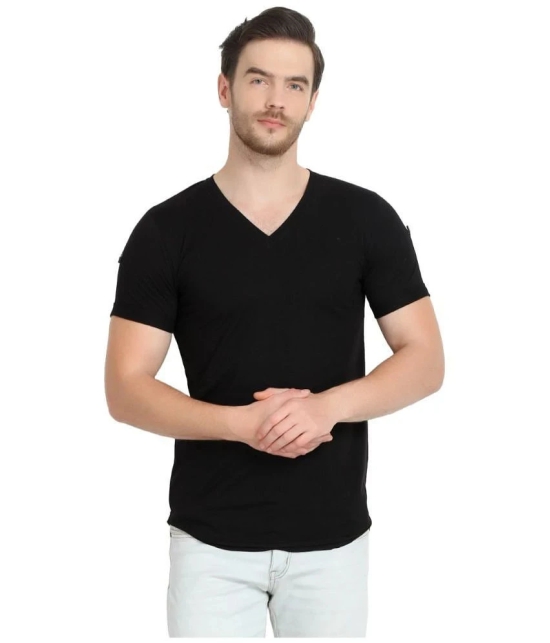 Glito - Black Cotton Blend Regular Fit Mens T-Shirt ( Pack of 1 ) - None