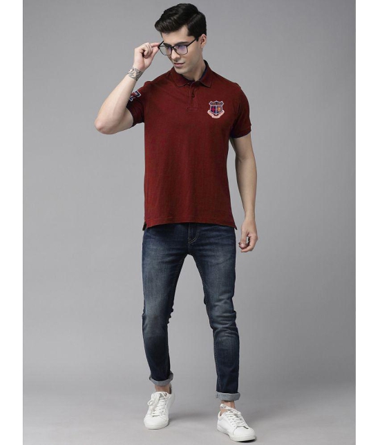 ADORATE - Maroon Cotton Blend Regular Fit Mens Polo T Shirt ( Pack of 1 ) - None